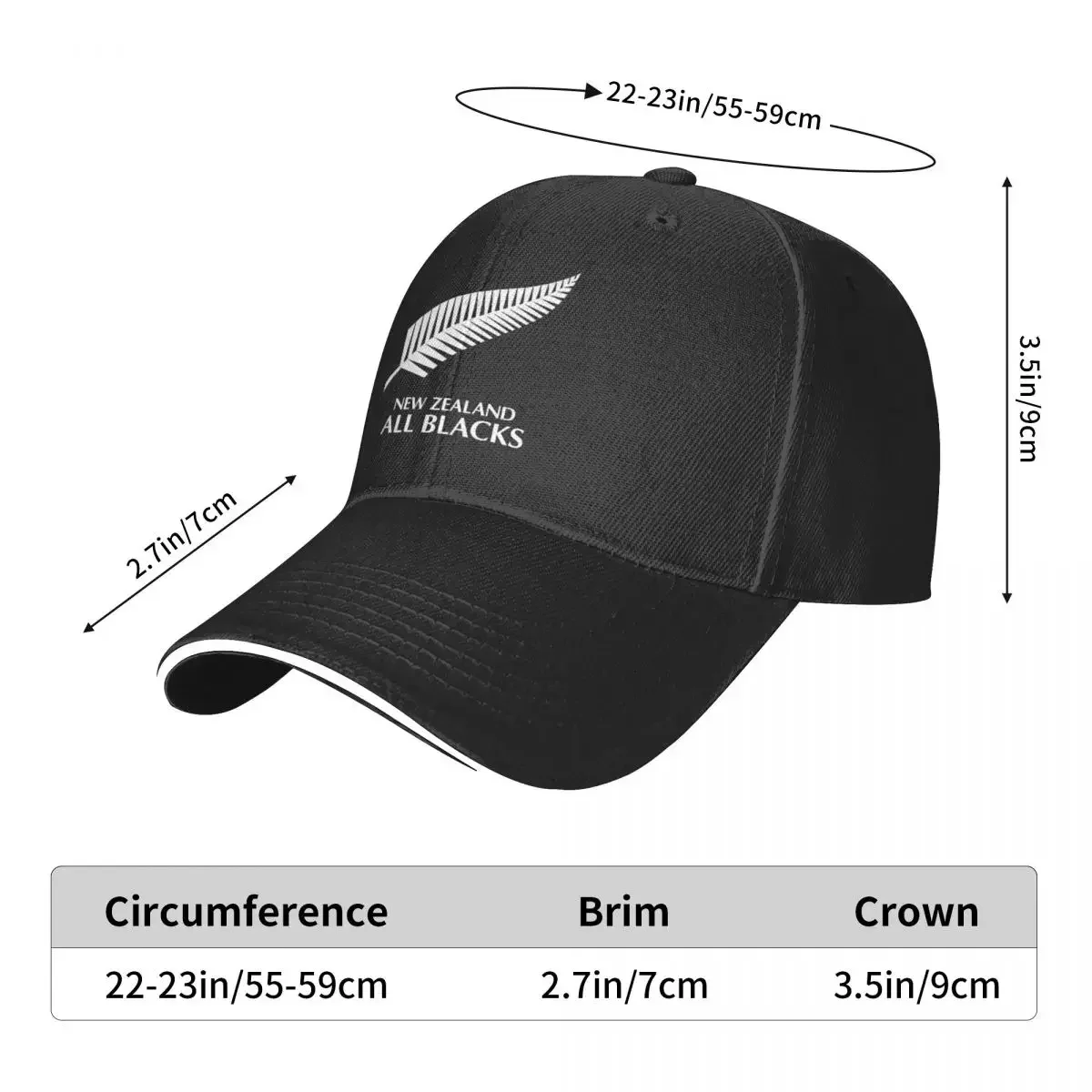 New Zealand All Blacks Baseball Cap Fashion Rugby Worldcup Sports Sandwich Caps Unisex Adjustable Caps Hat Travel Gift