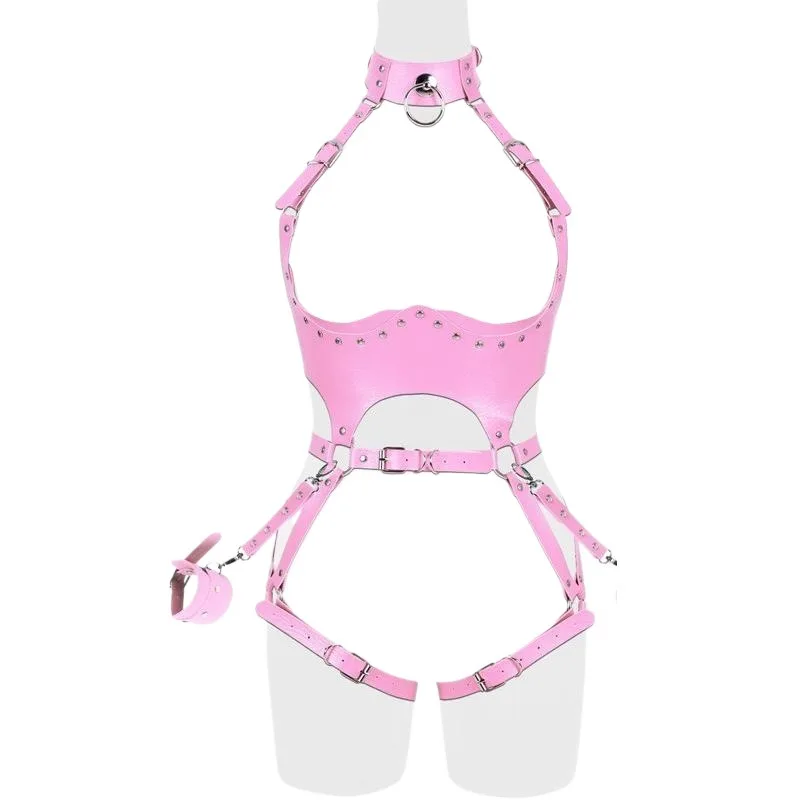 Female Soft Leather Bondage Clothes with Handcuffs Fitted Hollow Out Bondage Strap Adjustable Sex Party Costumes Bdsm Couple Sex - Image 4