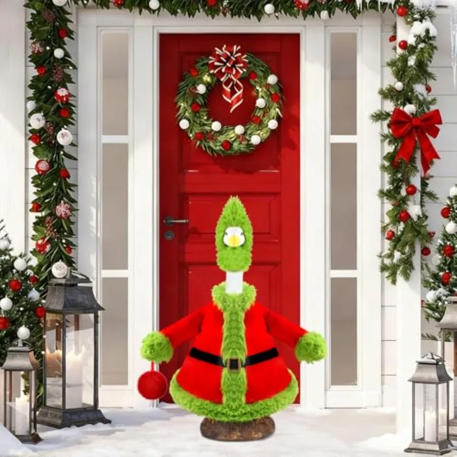 عيد الميلاد الشتاء أوزة الزي ل 23 "الشرفة أوزة عطلة الأحمر الأخضر الملابس زي عيد الميلاد الشتاء في الهواء الطلق حديقة فناء ساحة الحديقة أ #6