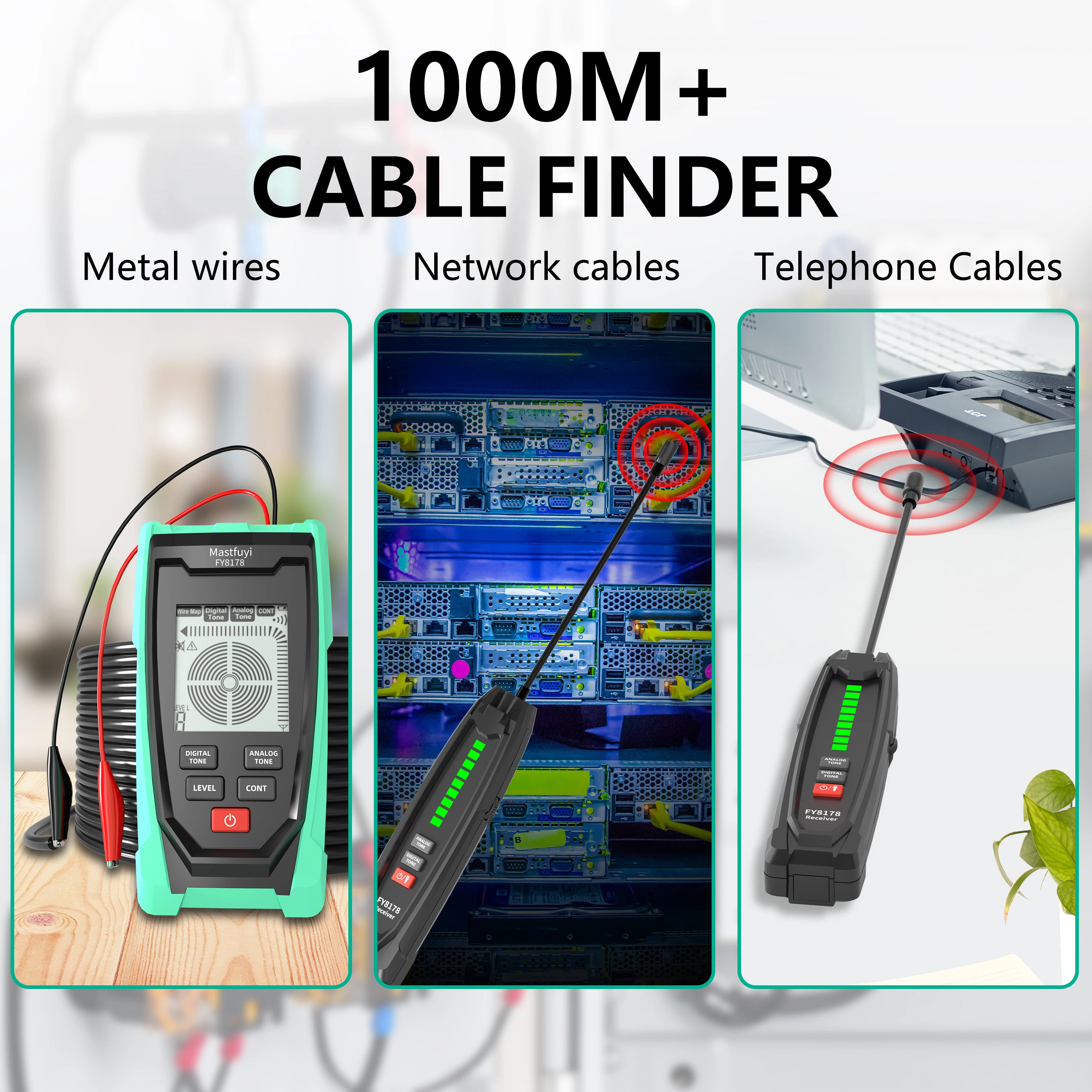 MASTFUYI Professional Underground Line and Wall Wire Detector, Advanced Cable Tracker, Metal Pipe Locator, Wire Inspection Tools