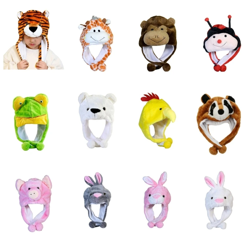 

S1Y1 Animal Earflap Hat Kids Animal Hat Bomber Hat Trapper Hat Party Drama Props