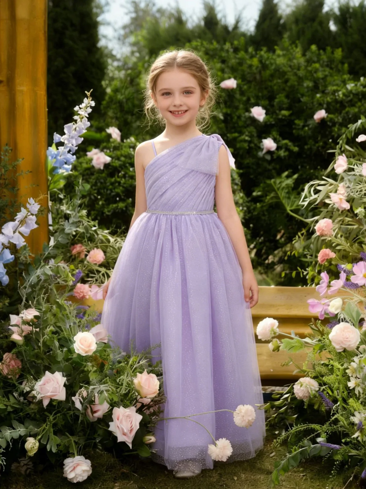 

Детское бальное платье с сетчатыми вставками и асимметричными плечами для девочек: на день рождения, вечеринку, выступление, выпускной, конкурс красоты, вечернее, для ведущей, для выступлений на фортепиано