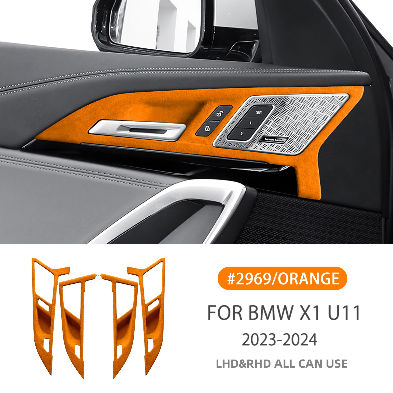 

Italian Top Suede Door Inner Handle Frame Cover for Bmw X1 U11 2023 2024 2025 Panel LHD RHD Car Interior Trim Accessories