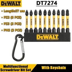 DEWALT DT7274 10pcs 57mm PZ2 PZ3 PH2 Impact Screwdriver Bit Set Drill Bit High Speed Steel Screws Power Tool Accessories