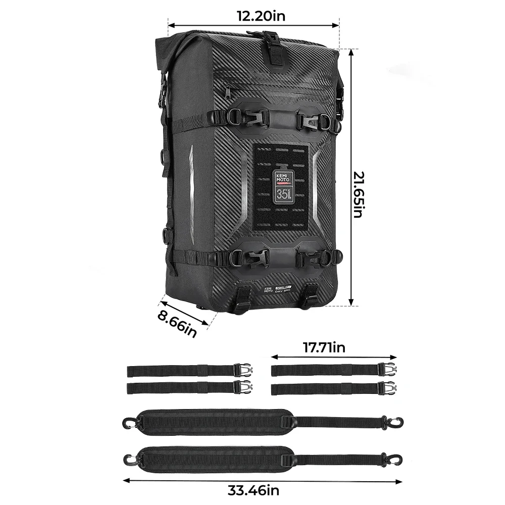 Motorcycle Tail Luggage Bag Motorbike Side Bags 35L Waterproof Pannier Saddle Bag Rear Rack Trunk for Touring Street Sport Bike