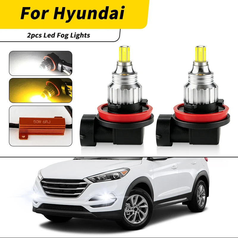 LED Front Fog Light Yellow/White Lamp H8H11 Car Bulb Canbus Decoder For Hyundai Equus 2011-2013/Kona 2018-2019 Auto accessories