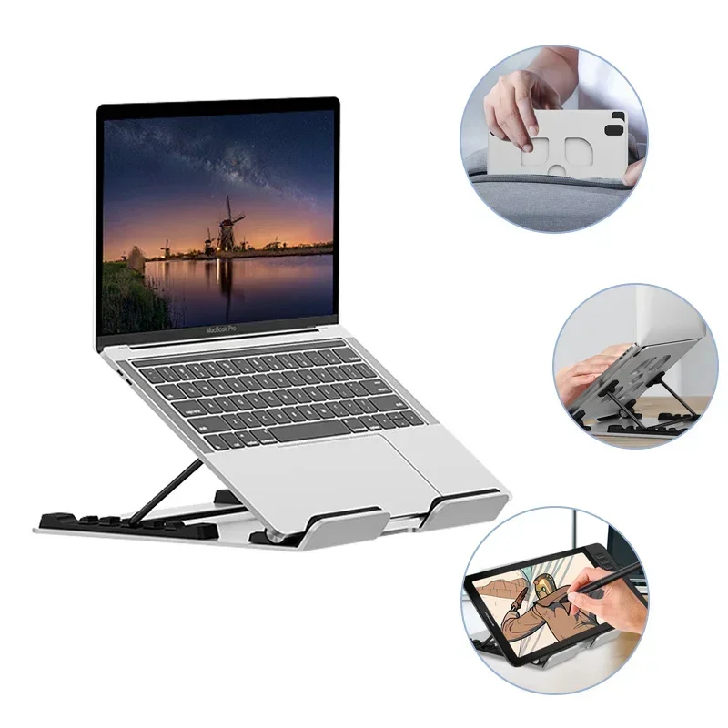 Grade 7 Adjustable Aluminum Laptop Cooling Holder with 17-inch cooling pad for desks and laptops