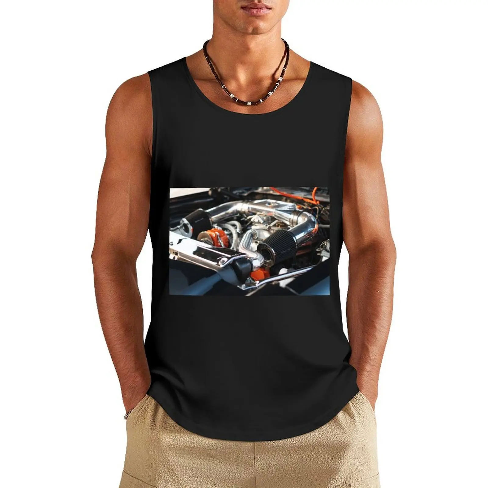 

Orange and Chrome 1979 Camaro Engine Bay Tank Top male top summer clothes men 2024 mens designer clothes