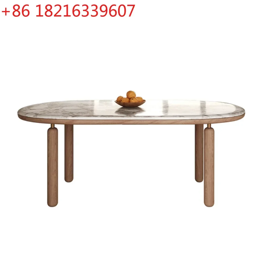 TAO Solid Wood Dining Table Modern Silent Log Style Household Super Crystal Marble Dining Tables and Chairs Set