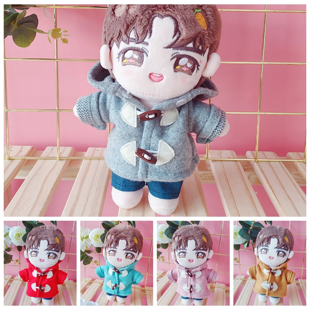 

20cm Doll Clothes Hoodie with Horn Button in 5 colors idol Doll's Clothes Jacket Coat Pants for 20cm Plush Doll's Clothing