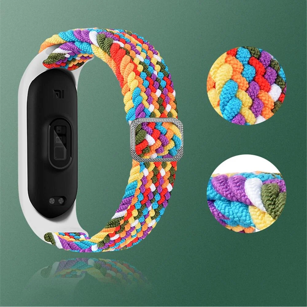 Correa de nailon ajustable para Xiaomi Mi Band, pulsera trenzada elástica para modelos 9, 8, 7, 6, 5 y 4