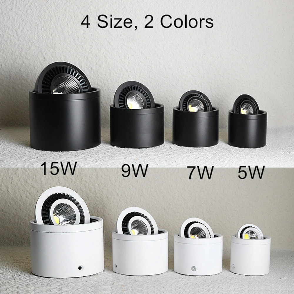 LED COB Spots Directional Adjustable Ceiling Light Surface Mounted Downlight  Spotlight for Hallway Display Kitchen Living Room