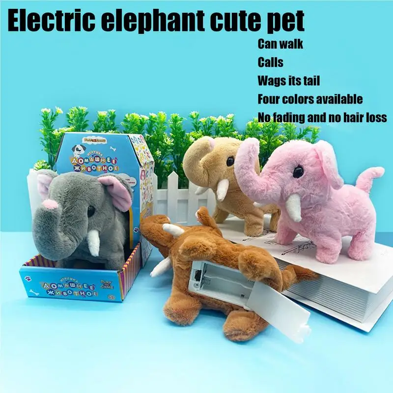 Jouet en peluche éléphant pour animaux de compagnie, animal de compagnie de simulation électronique mignon, robot Kawaii, coule, déplacement automatique, beurre en peluche