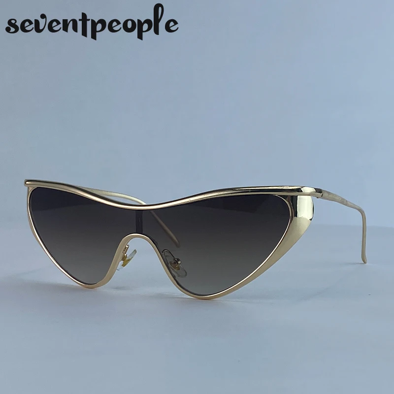 Sexy Cat-Eye Y2K Punk Sonnenbrille für Damen 2026 – Luxuriöse Trendige Steampunk Shield Sonnenbrille mit Vintage-Metallrahmen – Detail 3
