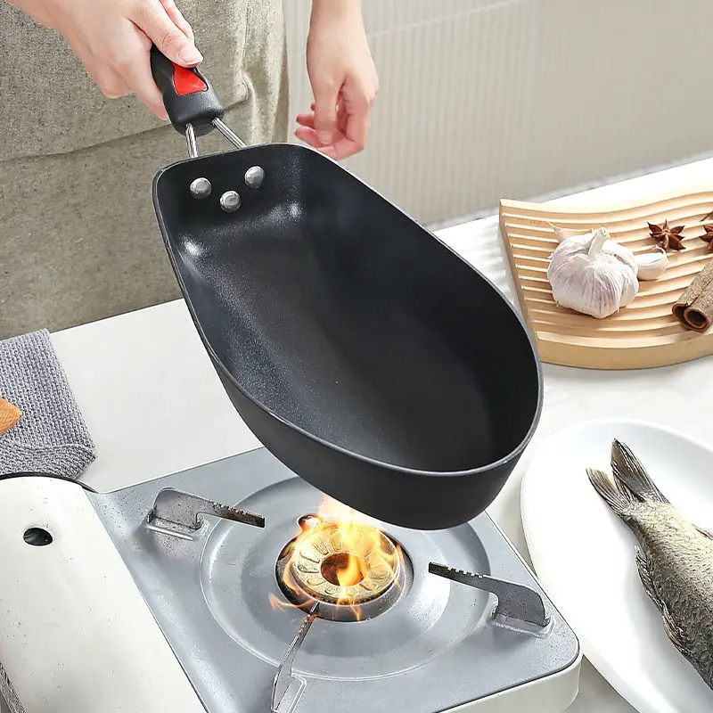 Extra Large Fried Fish Pot, Fish Shaped Teppanyaki Household Rectangular High Temperature Resistant Special Pot for Grilled Fish