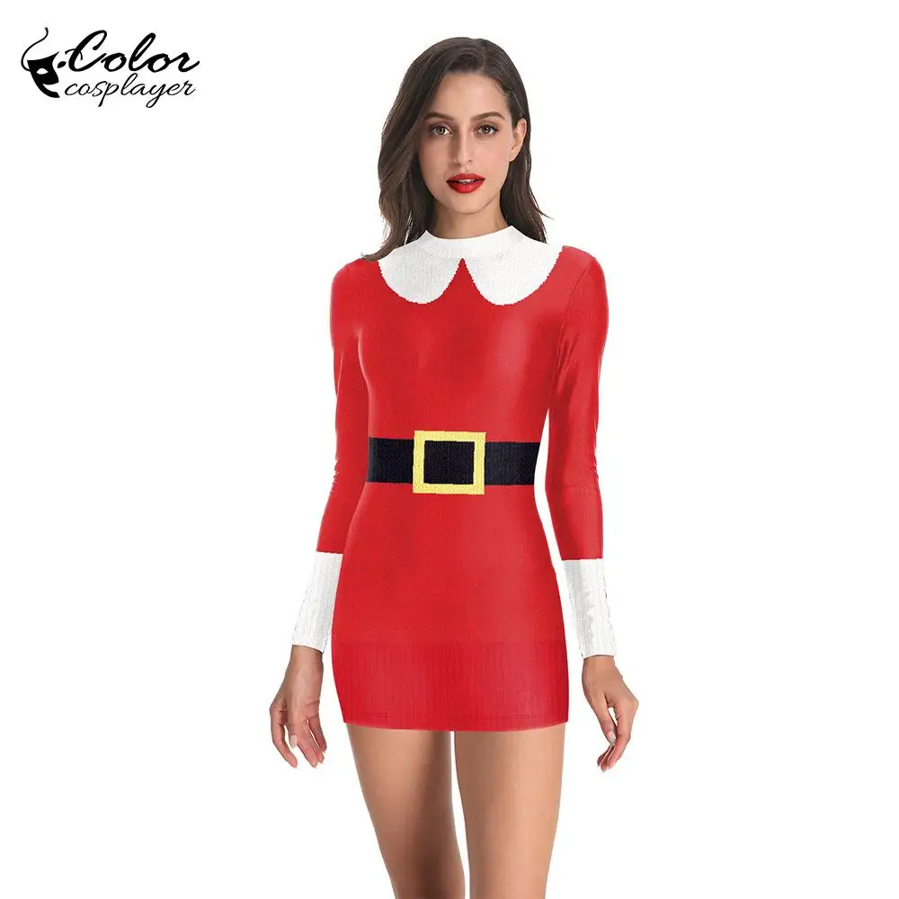 Colore Cosplayer Christmas Dress Women Holiday Cosplay Costume Christmas Girl Dress Up Fantasia abbigliamento per adulti Sexy Party Robe