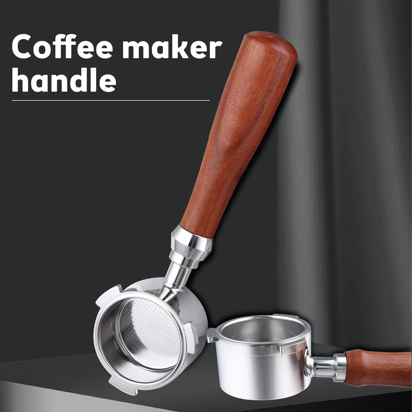 

51mm Bottomless Portafilter with 3 Ears Stainless Steel Basket and Solid Wood Handle Portafilter Replacement Parts Compatible