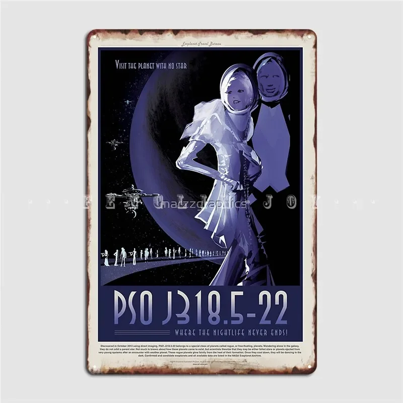 Exoplanet Pso Exoplanet Travel Bureau Jpl Travel Poster Vision Of The Future Planets Metal Sign Cinema Kitchen Wall Decor