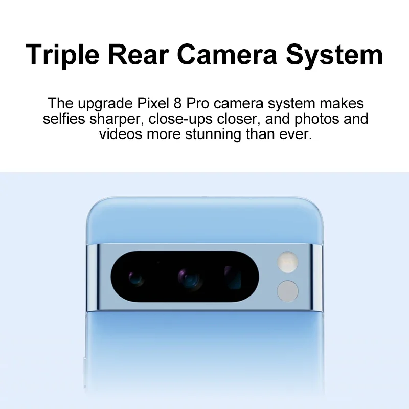 كاميرا رئيسية Google Pixel 8 Pro النسخة العالمية 5G ، Google Tensor G3 ، Google HZ ، شاشة OLED ، 50 ميجابكسل ، بطارية 50 ميجابكسل ، IP68 ،