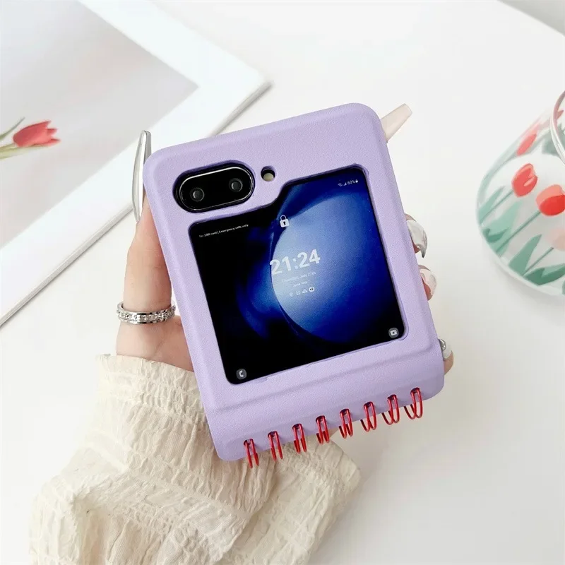 Flip Calendar Spiral Notebook Style Case for For Samsung Galaxy Z Flip6 Flip 6 5 4 3 Zflip5 Flip4 Hinge Protective Leather Cover