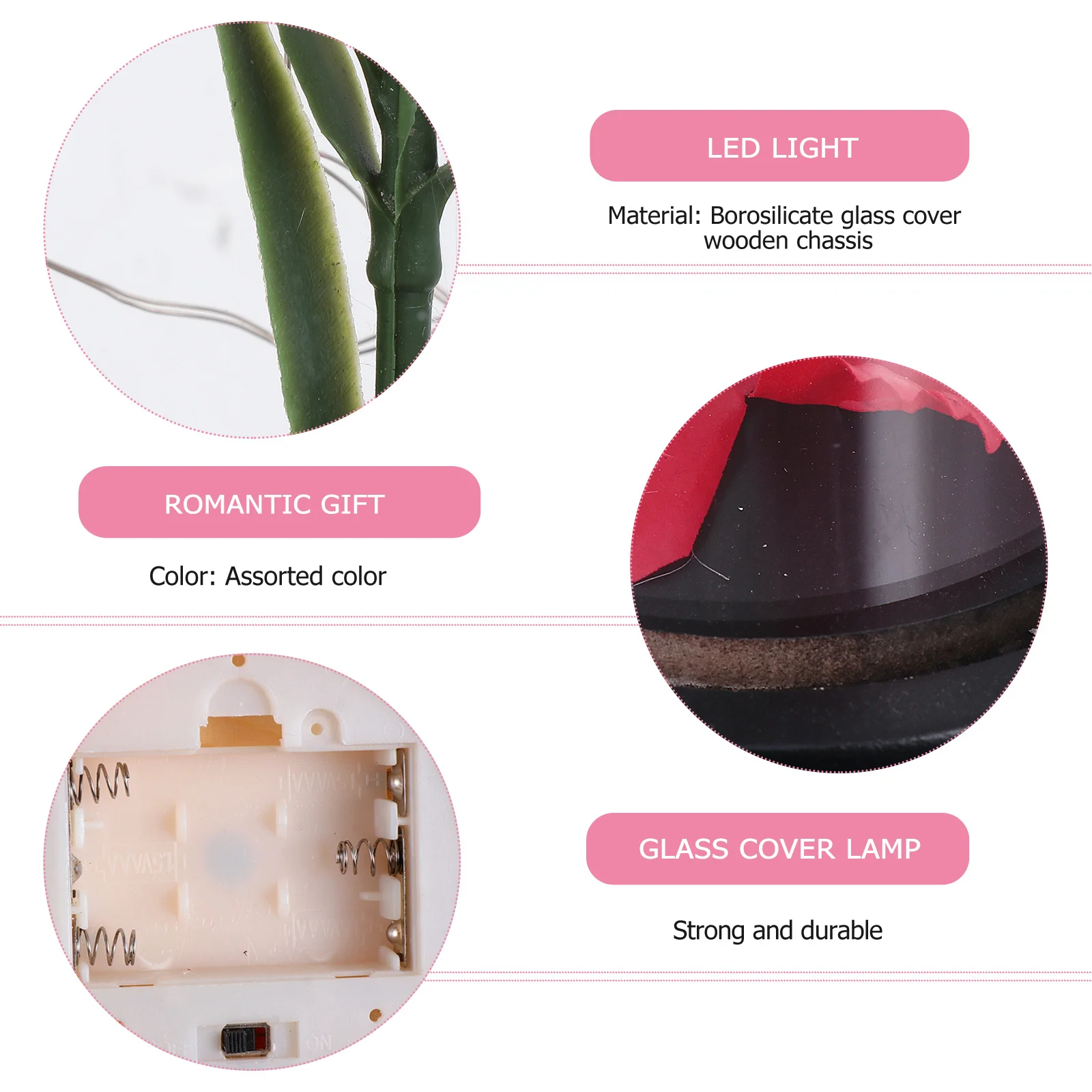 

1Pcs Realistic Carnation Flower Lamp with Glass Dome Warm LED Illuminated Decorative Lamp for Living Room Home Decoration Gift