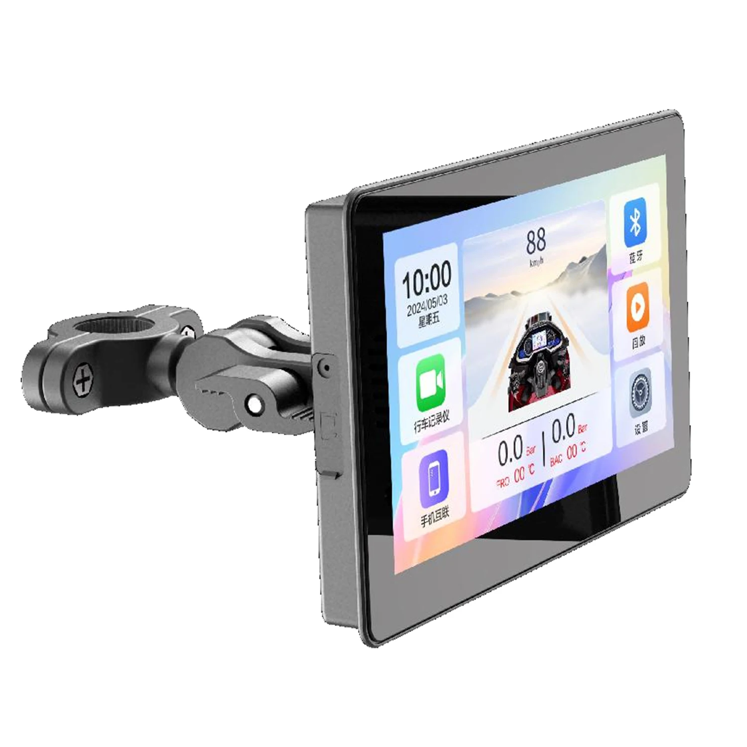 מערכות ניווט GPS לאופנוע בגודל 7 אינץ 'עם CarPlay אלחוטי מערכת ניווט Android Auto מפה Waze Music DVR Dashcam TMPS