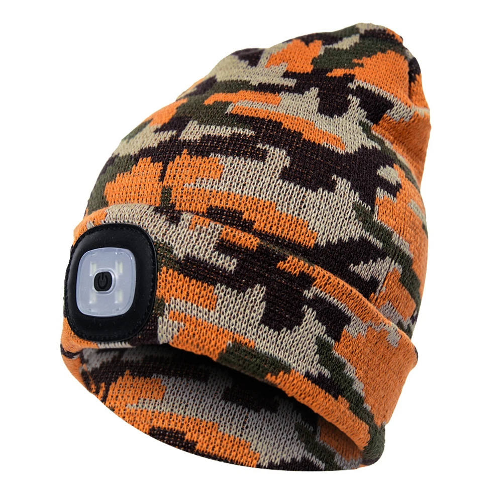 Beanie Hat LED Light Outdoor Fishing Knitted Camping Unisex Climbing Running