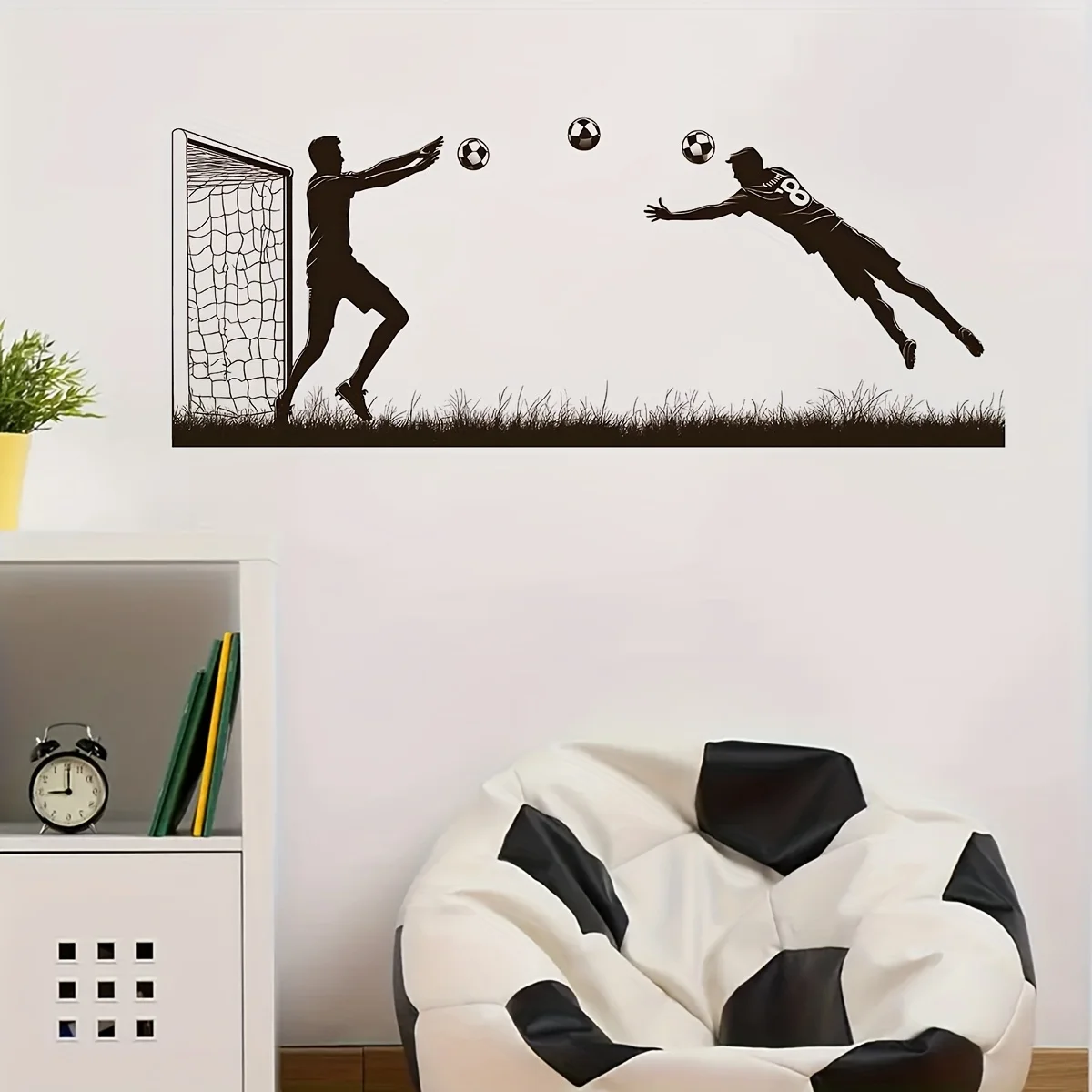 Modern Football Soccer Player Goalkeeper Shooting Wall Stickers Decals Bedroom Boy Room Playroom  Home Decor