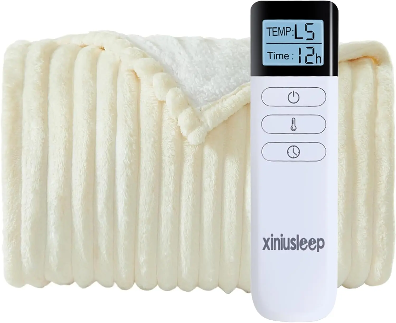 

Electric Heated Blanket 50x60 Inches, Soft Flannel Sherpa with 5 Heat Levels & Timer, Overheat Protection, Machine Washable