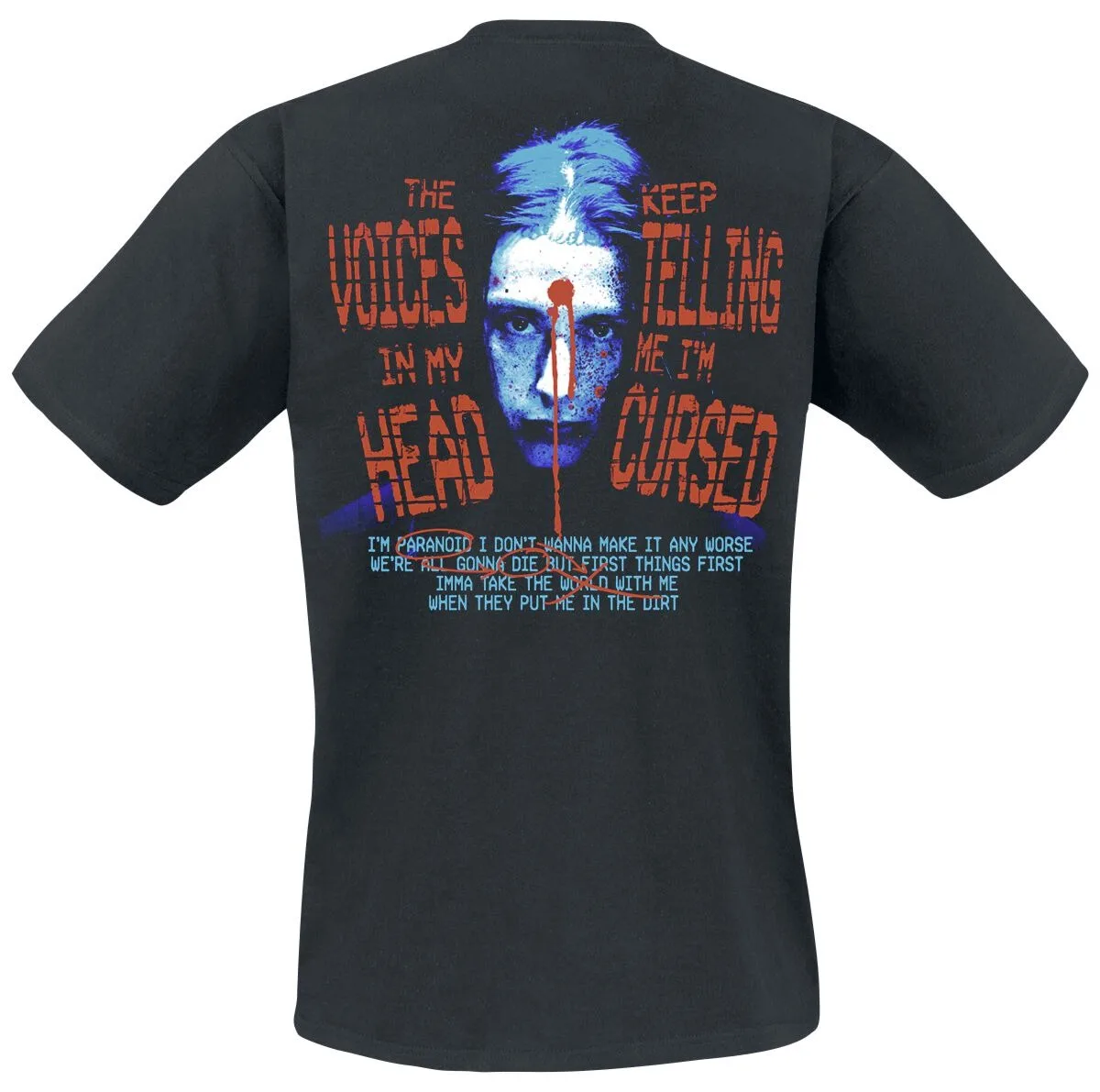 Falling in Reverse Voices in My Head Print T-Shirt Unisex Rock Band Fans Casual Tee Men Women Lyric Crew Neck