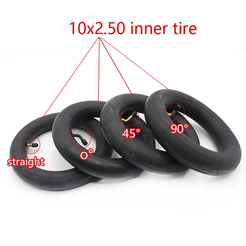 10X2.50 Inner Tube 10x2.5 Camera with Bent Valve 45 90 Degree for 10 Inch Baby Stroller Pram Scooter Electric Scooter Skateboard