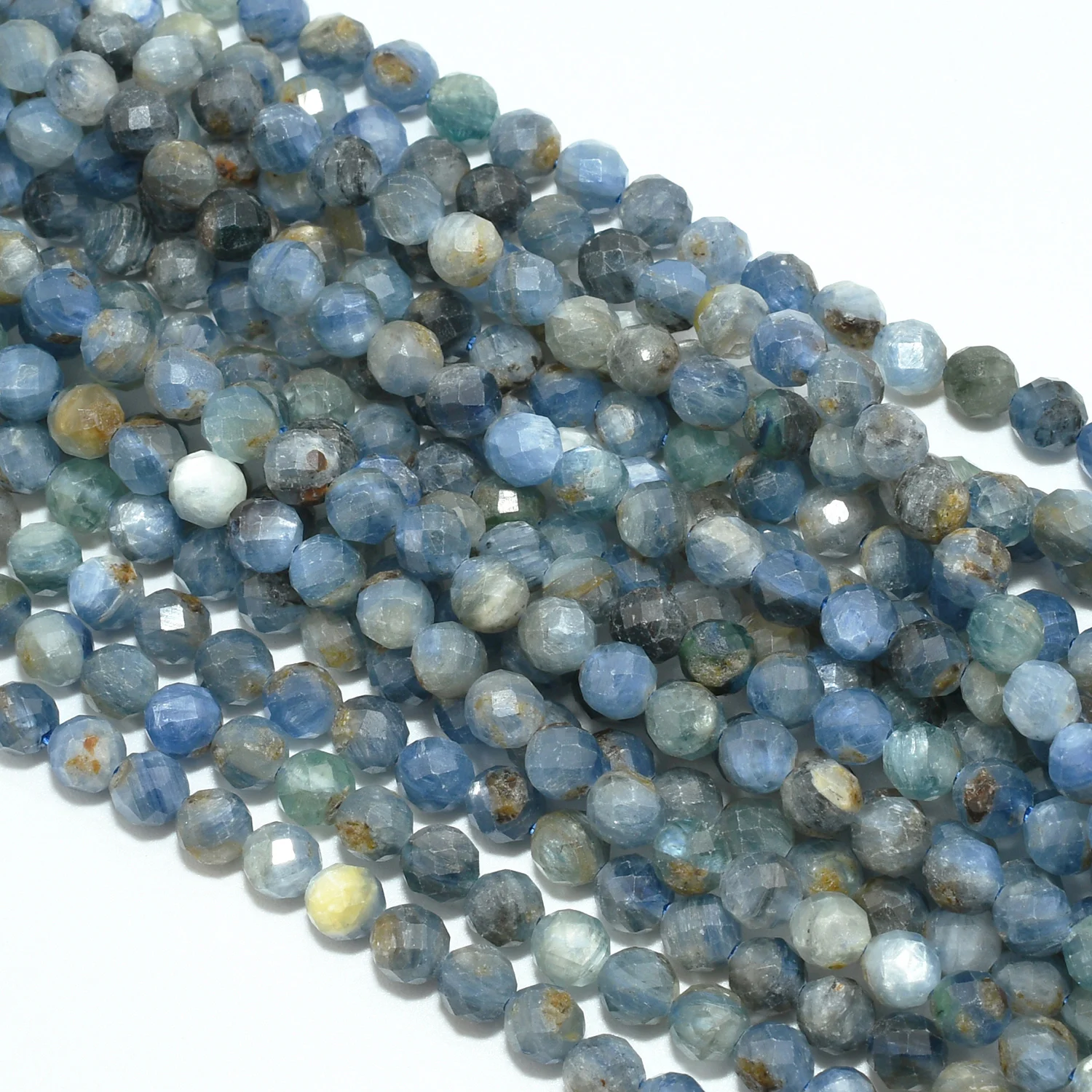 Natural Simple Quality Kyanite Faceted Round Beads 4.5mm, With Defect