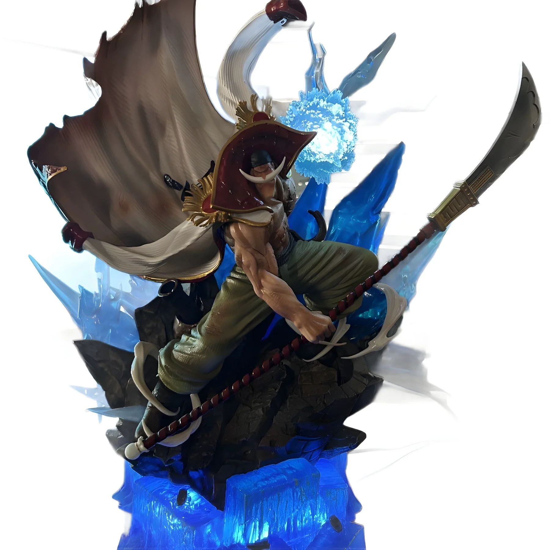 Uma peça série estátua de barba branca gk grande figura de ação anime cena plug-in ornamento brilhante brinquedos colecionáveis e hobbies