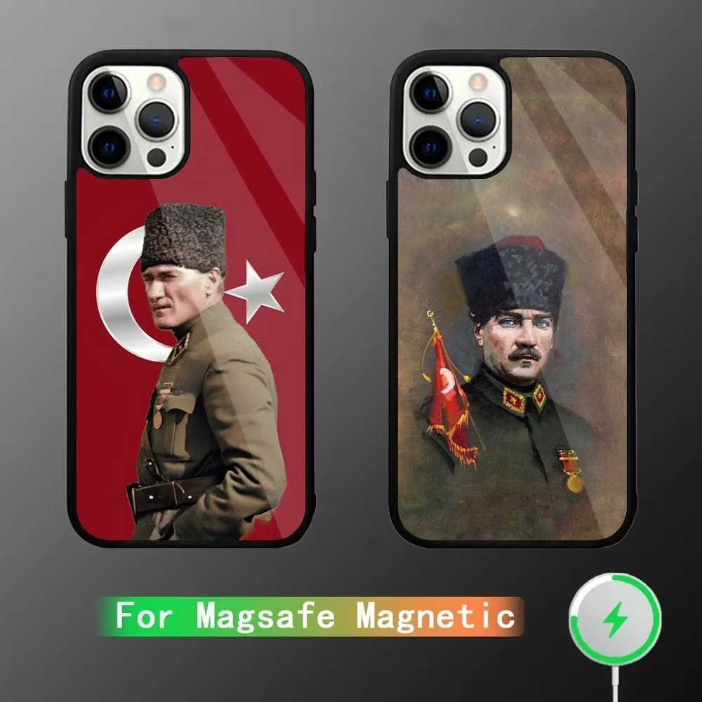 Turkey Mustafa Kemal Ataturk Phone Case For iPhone 16,15,14,13,12,11,Plus,Pro,Max Mini Magsafe Magnetic Wireless Charging