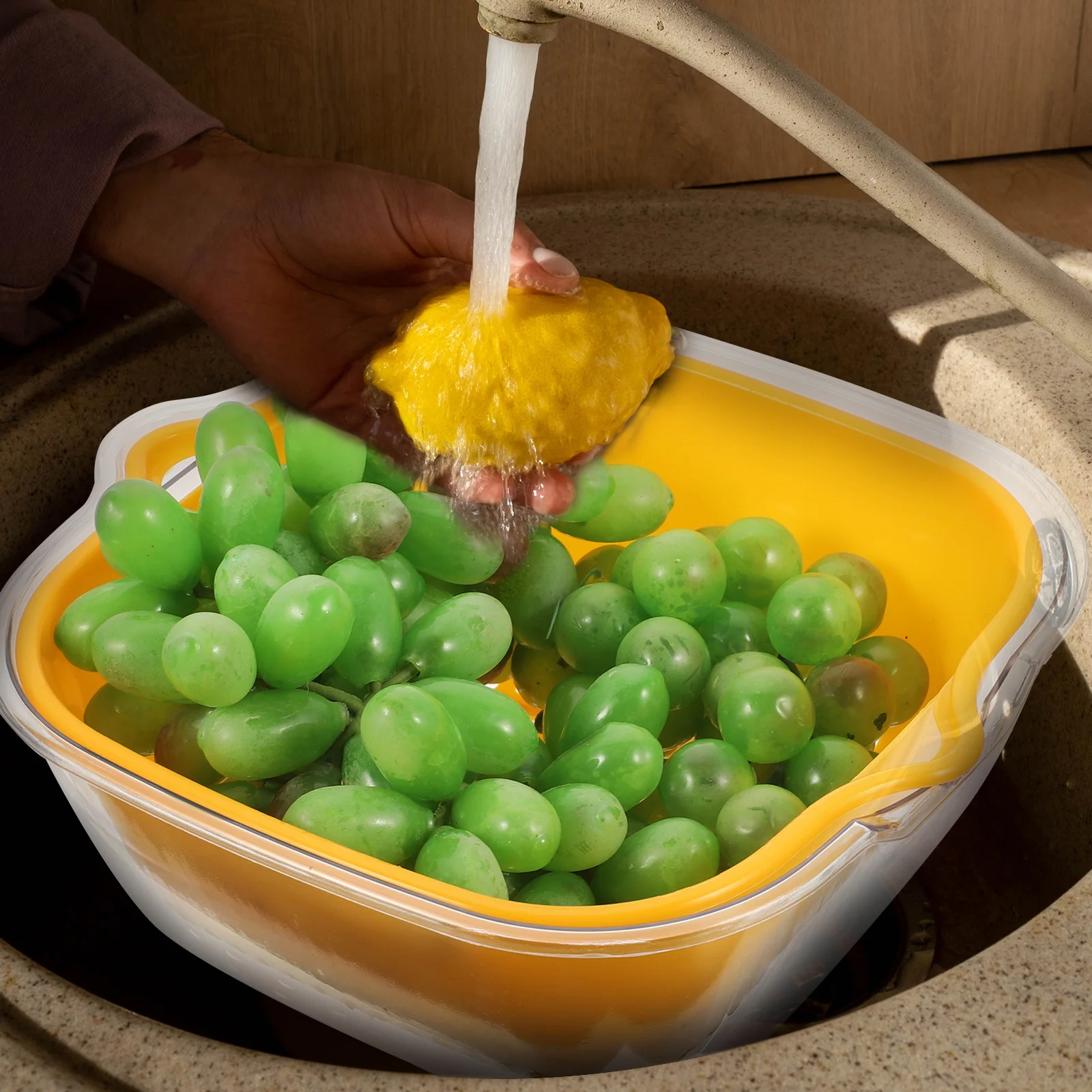 

4Pcs Pet Double Layered Colander Bowl for Fruits Vegetables Soaking Storing Water Drainage