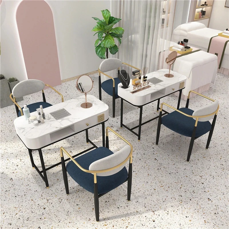 Nordic Marble Slate Manicure Table For Commercial Furniture Nail Station Light Luxury Design Upscale Professional Manicure Table