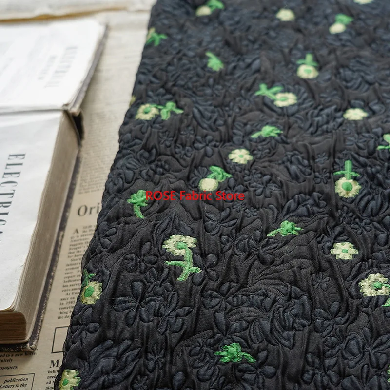 Embossed Small Floral Jacquard Bubble Fabric Spring Summer Women's Puff Skirt Dress Diy Sewing Fabric 100cmx135cm