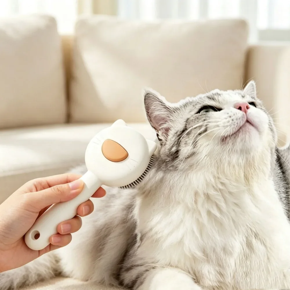 1Pc Pet Hair Removal Comb One Button Floating Hair Brush Universal Dog Cat Grooming Cleaning Beauty Tool