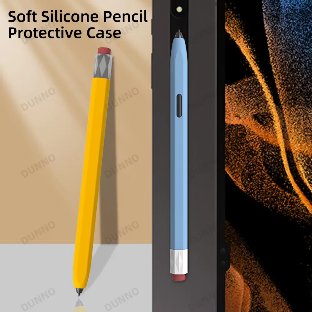 Vintage Pencil Case For Samsung Galaxy Tab S6 Lite S7 & S8 & S7 Plus & S7 FE & S8 Plus Liquid Silicone Stylus Pen Cover