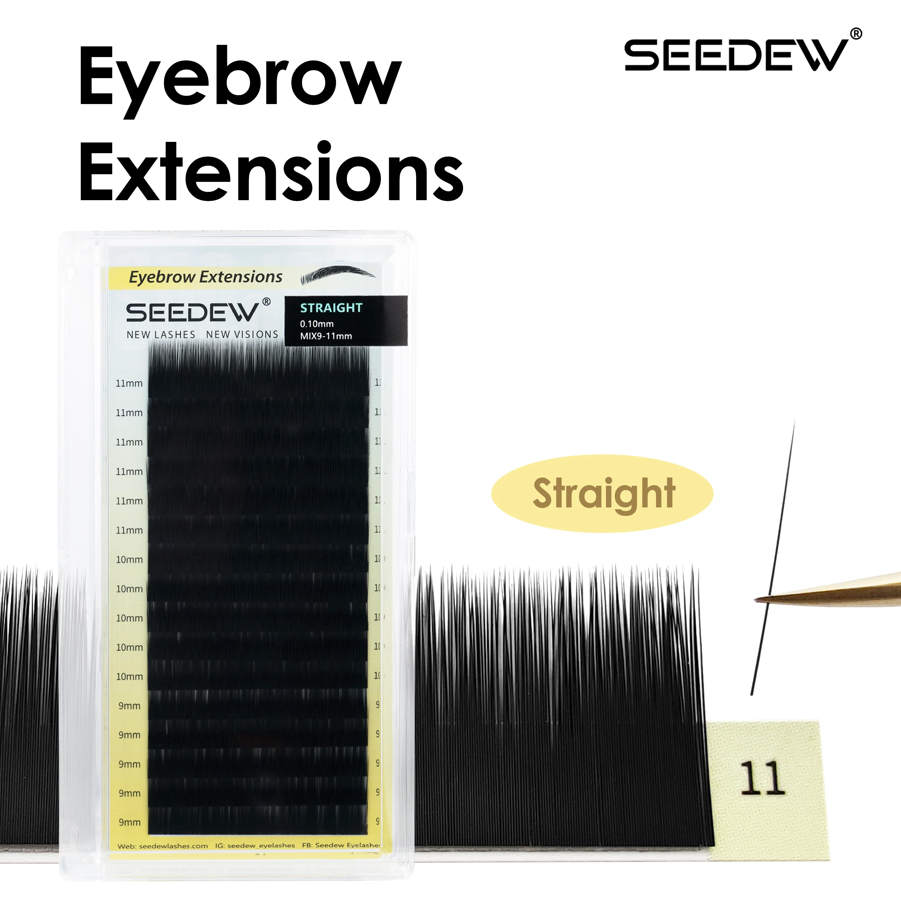 [SEEDEW] 0.07/0.10 Baby Straight Curl Eyebrow Extensions High Quality False Eyebrow Natural Soft