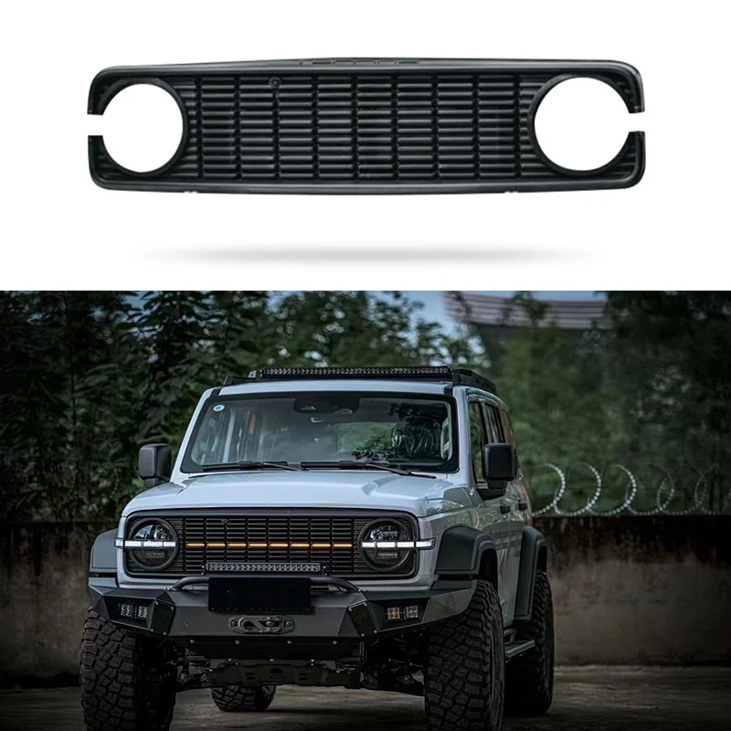 Car Grille Fit for Tank 300 Dark Grille Modified Front Face Retro Grille Headlamp Cover Frame Car Exterior Accessories