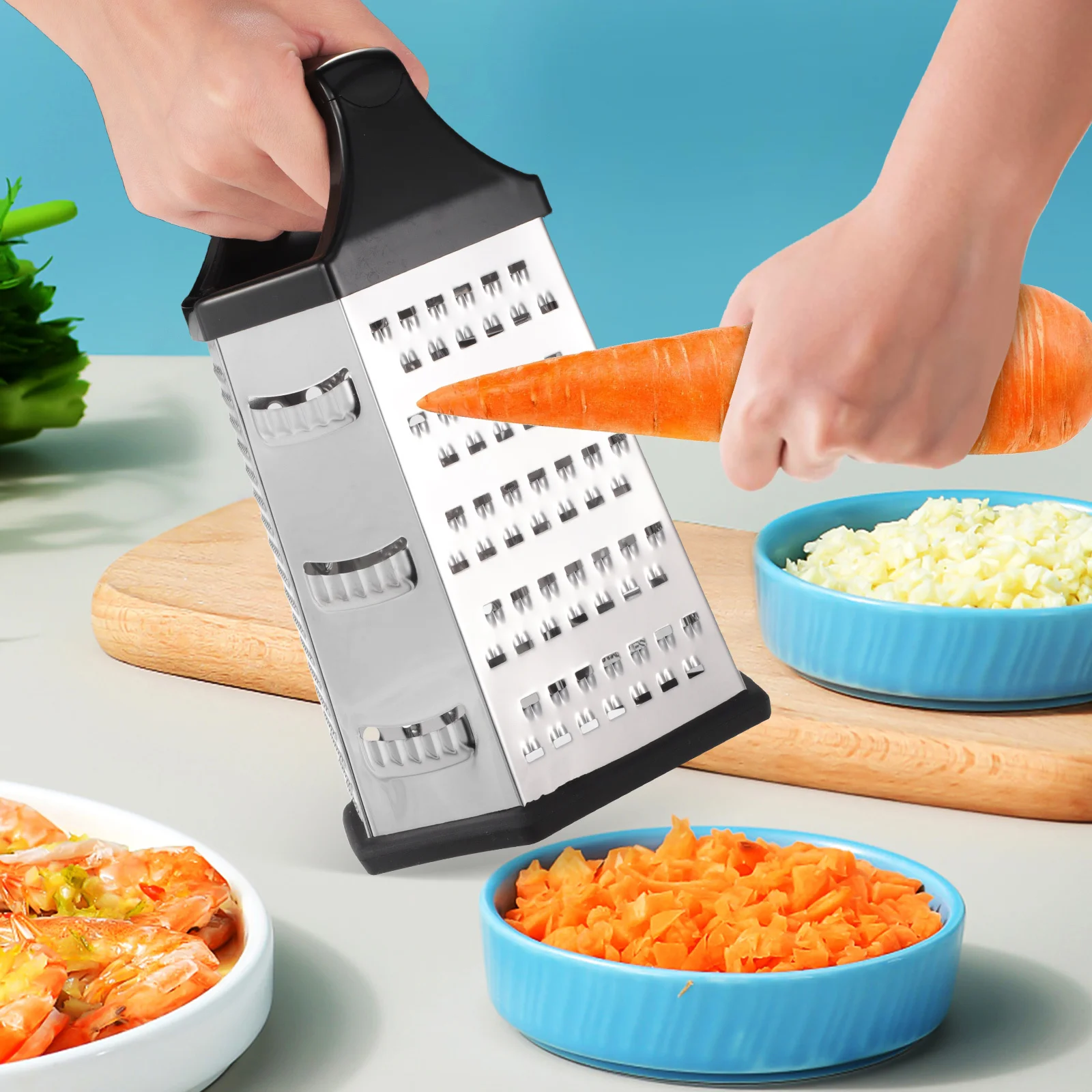

Six-Sided Vegetable Grater Handheld Food Slicer For Cheese Fruits Potatoes Garlic Ginger Kitchen Tool With Handle Nonslip