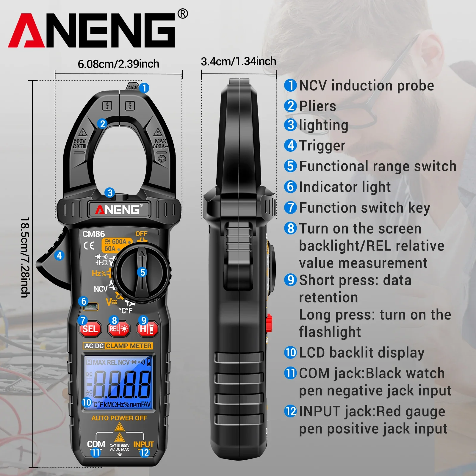 Home auto repair regular set CM86 high-precision clamp multimeter paired with BT169 battery tester doubles repair efficiency