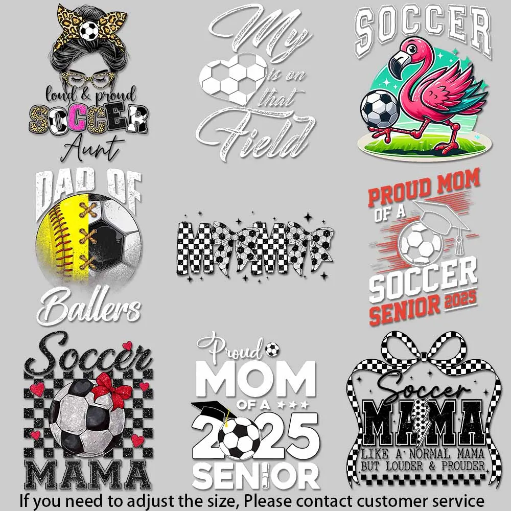 2025 Graduation Soccer Family Heat Transfer Patch Set - Brother Mama Aunt - Trendy DIY Decals for Tote Shirt Pillow