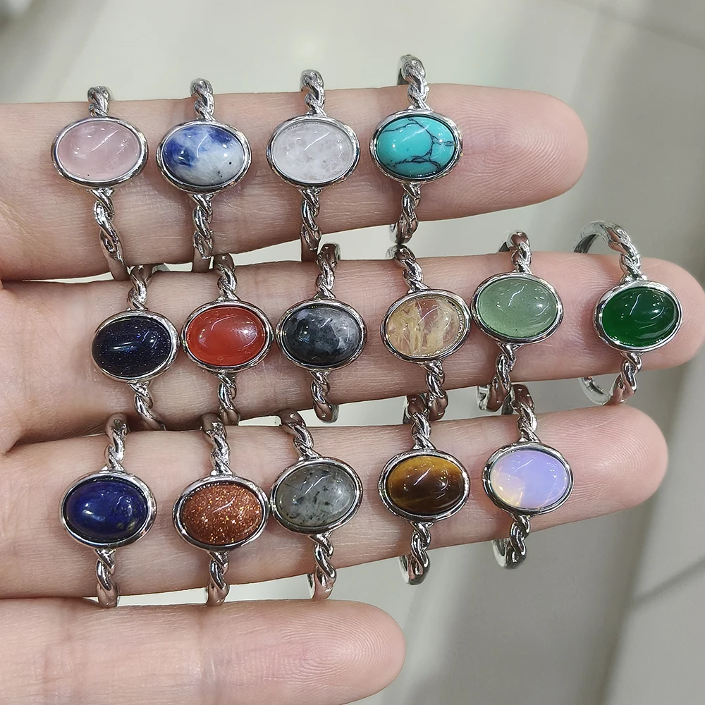 

100% natural Gemstone amethyst agate adjustable copper silver plated ring for women men Party Jewelry gift