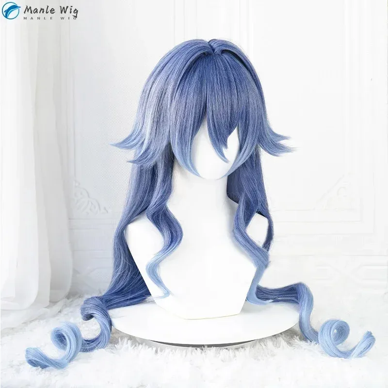 เกม Layla คอสเพลย์วิกผมยาว 100 ซม.Blue Gradient Curly ผมวิกผมทนความร้อนฮาโลวีน Party วิกผมวิกผม Cap72b
