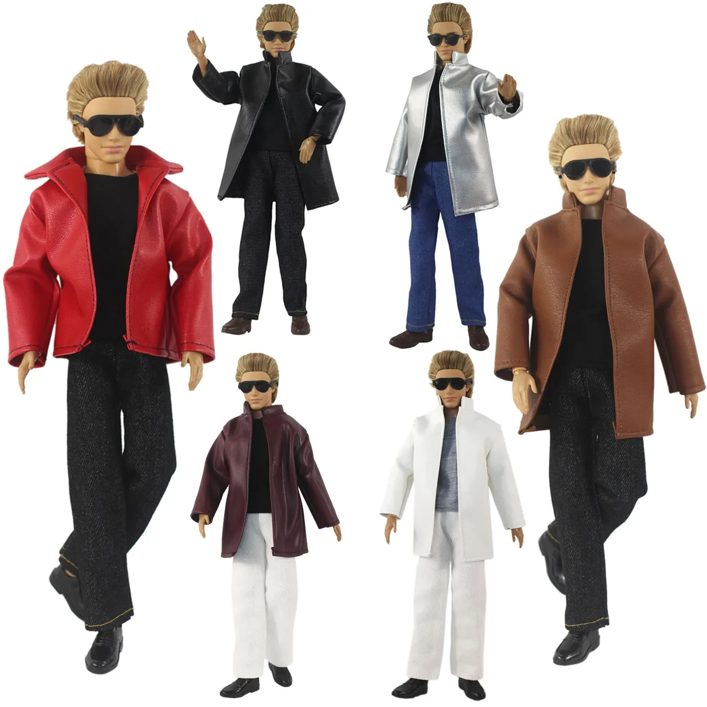 1 Set Doll Clothes Leather coat Outfit for 12 inch Ken Doll Many Style for Choice A05