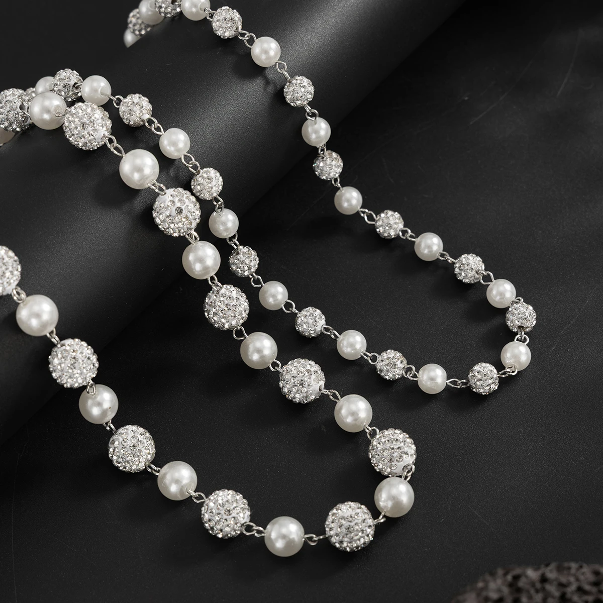 Salircon 2 Teile/satz Vintage Exquisite Imitation Perle Halskette Männer Mode Charme strass Schlüsselbein Kette Bankett Schmuck Geschenke – Detail 7