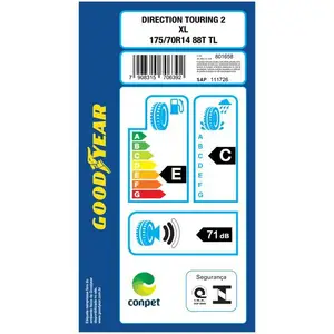 Pneu Aro 14” 175/70R14 Goodyear 88T Direction Touring 2 Goodyear 11 principais vendas peneu aro 14 pra carro - №2
