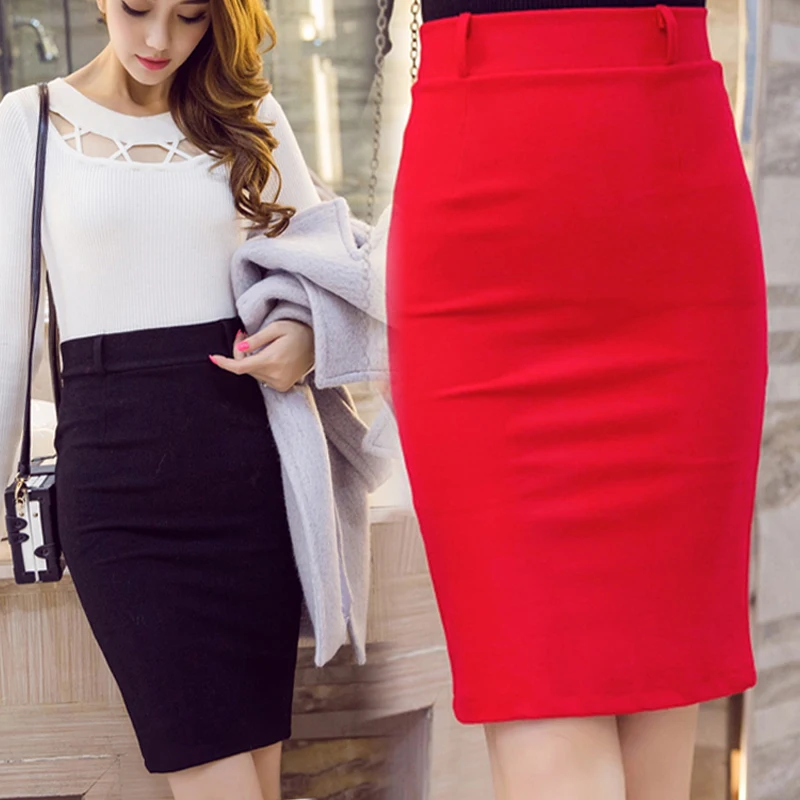 Korean version High Waist After The Split One Step Skirt Slim OL Professional Elastic Package Hip Skirt S-5XL